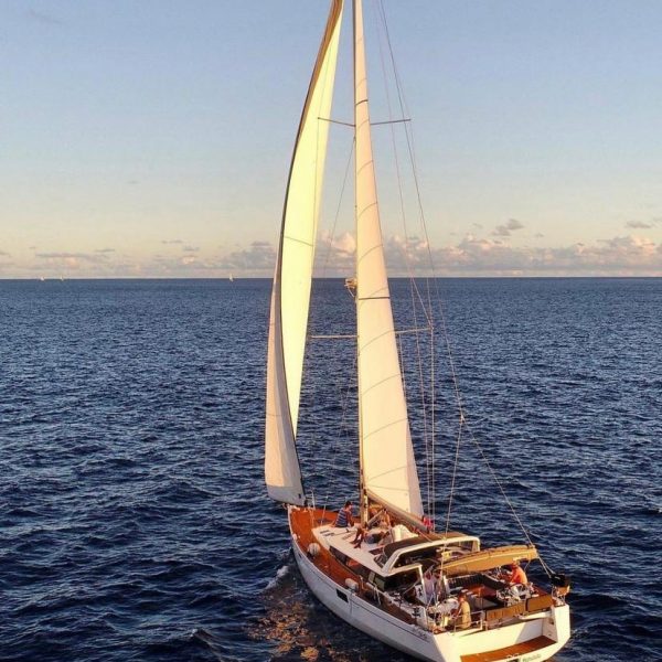 Luxury boat at sunset sail oahu